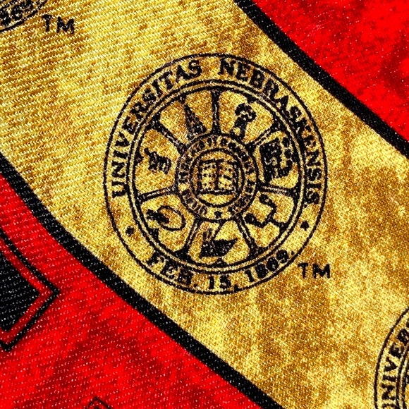 Eagle Neckwear Nebraska University Tie Gold & Red 28” Pure Silk - Picture 2 of 13